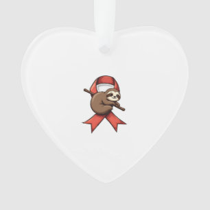 Vintage Sloth Awareness Ribbon Support Vector Art  Ornament