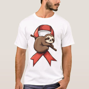 Vintage Sloth Awareness Ribbon Support Vector Art T-Shirt