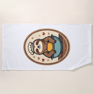 Vintage Sloth Baker Cute Retro Baking Art 2 Beach Towel