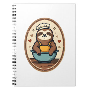 Vintage Sloth Baker Cute Retro Baking Art 2 Notebook