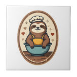 Vintage Sloth Baker Cute Retro Baking Art 2 Tile<br><div class="desc">Vintage Sloth Baker Cute Retro Baking Art 2</div>