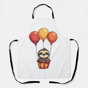 Vintage Sloth Balloons Retro Cute Animal Design 2 Apron