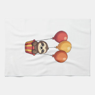 Vintage Sloth Balloons Retro Cute Animal Design 2 Kitchen Towel