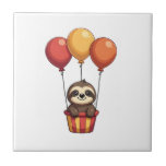 Vintage Sloth Balloons Retro Cute Animal Design 2 Tile<br><div class="desc">Vintage Sloth Balloons Retro Cute Animal Design 2</div>