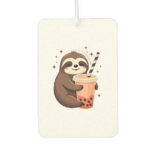 Vintage Sloth Boba Cute Retro Tea Lover 2 Air Freshener