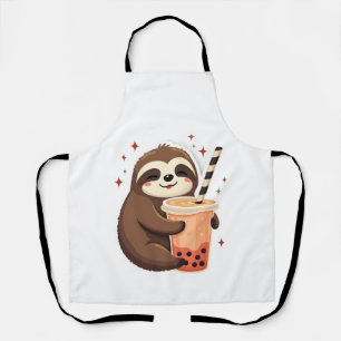 Vintage Sloth Boba Cute Retro Tea Lover 2 Apron