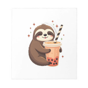 Vintage Sloth Boba Cute Retro Tea Lover 2 Notepad