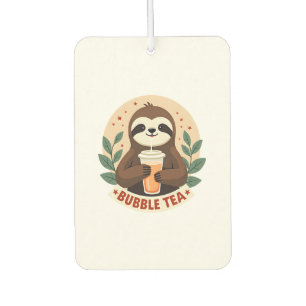 Vintage Sloth Bubble Tea Cute Retro Animal Art 2 Air Freshener
