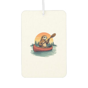 Vintage Sloth Canoe Sunset Retro Wildlife Art 2 Air Freshener