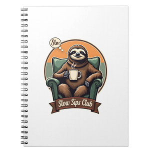 Vintage Sloth Coffee Shirt Calm Morning Humor 2 Notebook