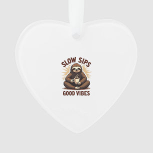 Vintage Sloth Coffee Shirt Cute Slow Morning Humou Ornament