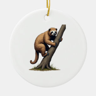 Vintage Sloth Drawing Wildlife Graphic (2) Ceramic Ornament
