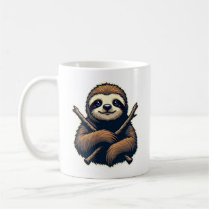 Vintage Sloth Emblem Engraving Shirt Coffee Mug
