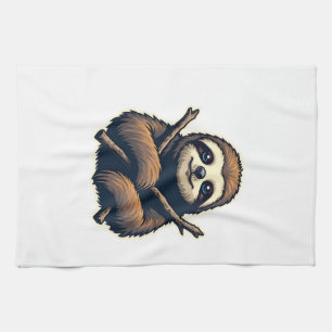 Vintage Sloth Emblem Engraving Shirt Kitchen Towel