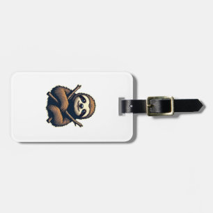 Vintage Sloth Emblem Engraving Shirt Luggage Tag