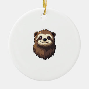 Vintage Sloth Face Retro Wildlife Graphic 2 Ceramic Ornament