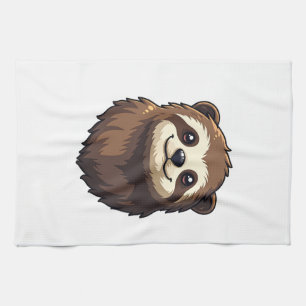 Vintage Sloth Face Retro Wildlife Graphic 2 Kitchen Towel