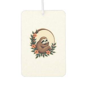 Vintage Sloth Floral Botanical Retro Animal Art 2 Air Freshener