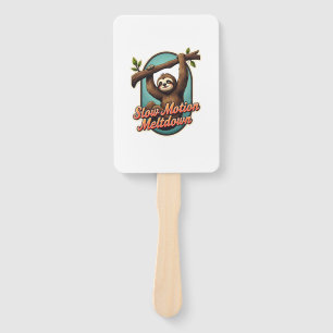Vintage Sloth Funny Shirt Slow Meltdown Design Hand Fan