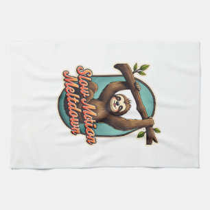Vintage Sloth Funny Shirt Slow Meltdown Design Kitchen Towel