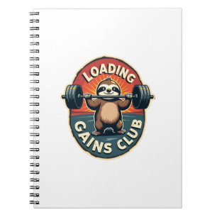 Vintage Sloth Gym Humor Installing Muscles Shirt 2 Notebook