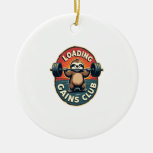 Vintage Sloth Gym Humour Installing Muscles Shirt  Ceramic Ornament