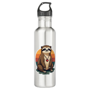 Vintage Sloth Heart Cute Retro Animal Illustration 710 Ml Water Bottle