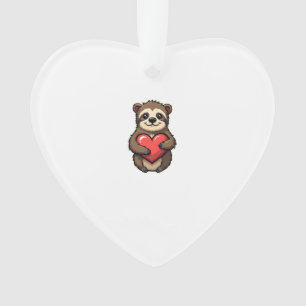 Vintage Sloth Heart Retro Love Animal Art 2 Ornament