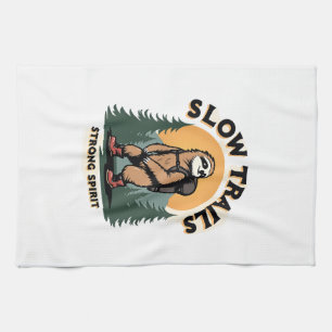Vintage Sloth Hiking Adventure Quote Design 2 Kitchen Towel