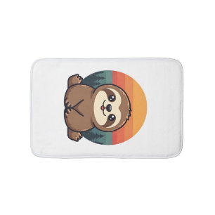 Vintage Sloth Illustration Cute Retro Animal Art 2 Bath Mat