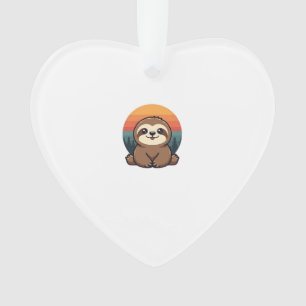 Vintage Sloth Illustration Cute Retro Animal Art 2 Ornament