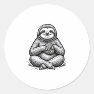 Vintage Sloth Knitting Engraving Shirt Design_1 Classic Round Sticker