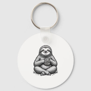 Vintage Sloth Knitting Engraving Shirt Design_1 Keychain