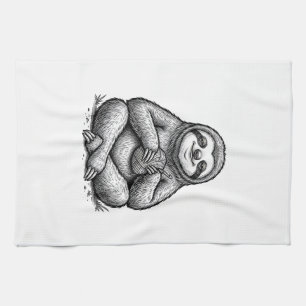 Vintage Sloth Knitting Engraving Shirt Design_1 Kitchen Towel