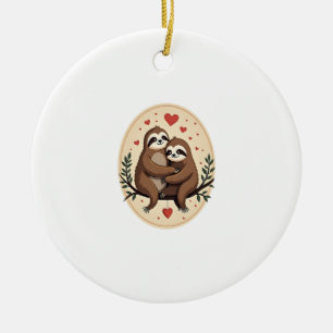Vintage Sloth Love Retro Valentine Shirt 2 Ceramic Ornament
