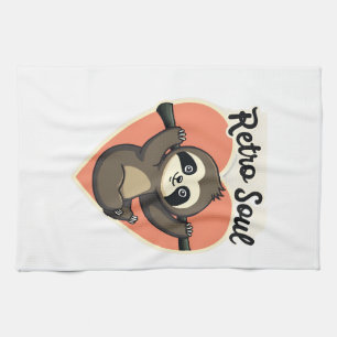 Vintage Sloth Lover Cute Retro Animal Design 2 Kitchen Towel