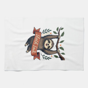 Vintage Sloth Lover Retro Cute Hanging Sloth Shirt Kitchen Towel