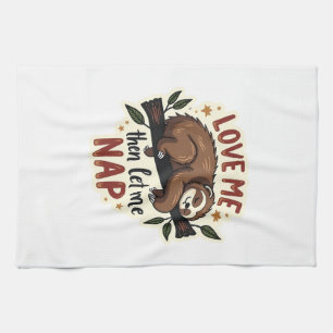 Vintage Sloth Quote Cute Sleepy Animal Design 2 Kitchen Towel