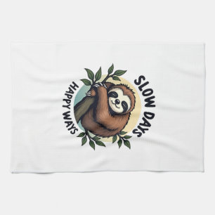 Vintage Sloth Quote Relaxed Nature Graphic 2 Kitchen Towel