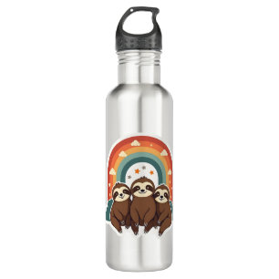 Vintage Sloth Rainbow Retro Cute Animal Art 2 710 Ml Water Bottle