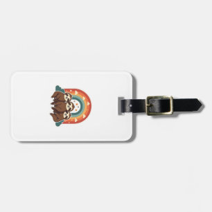 Vintage Sloth Rainbow Retro Cute Animal Art 2 Luggage Tag