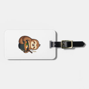 Vintage Sloth Ramen Noodle Lover Art 2 Luggage Tag