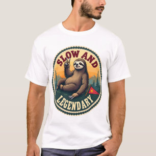 Vintage Sloth Shirt Funny Retro Slow and Legendary