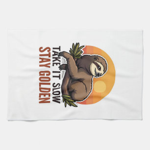 Vintage Sloth Shirt Slow Days Strong Vibes 2 Kitchen Towel