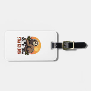 Vintage Sloth Shirt Slow Days Strong Vibes 2 Luggage Tag