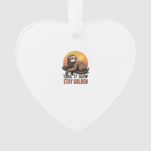 Vintage Sloth Shirt Slow Days Strong Vibes 2 Ornament