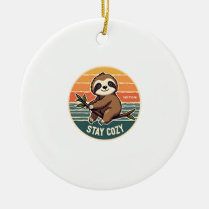 Vintage Sloth Shirt Take It Slow Stay Cozy 2 Ceramic Ornament