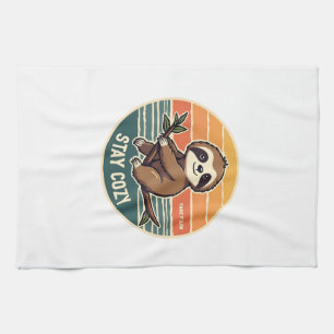 Vintage Sloth Shirt Take It Slow Stay Cozy 2 Kitchen Towel
