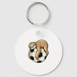 Vintage Sloth Soccer Ball Cute Animal Shirt Design Keychain
