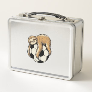Vintage Sloth Soccer Ball Cute Animal Shirt Design Metal Lunch Box